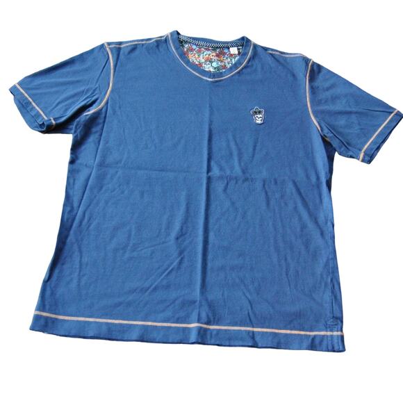 Robert Graham Medium Blue Short Sleeve Shirt w/ Small Skull Logo - Picture 1 of 7